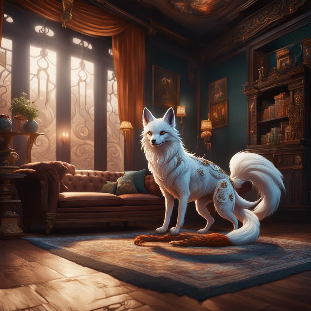 Nine-Tailed Fox Pet in Detailed Matte Painting