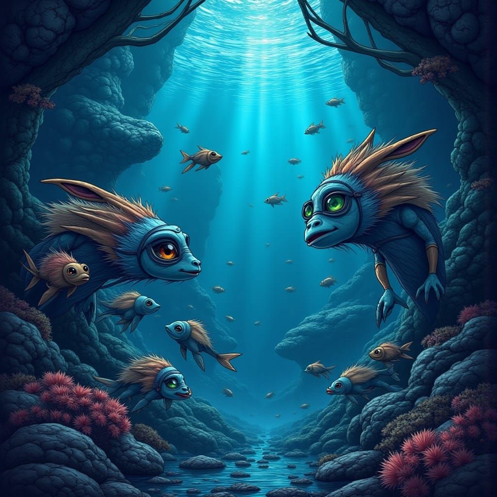 <lora:Ickwonaughts:1.0> in a fishy world