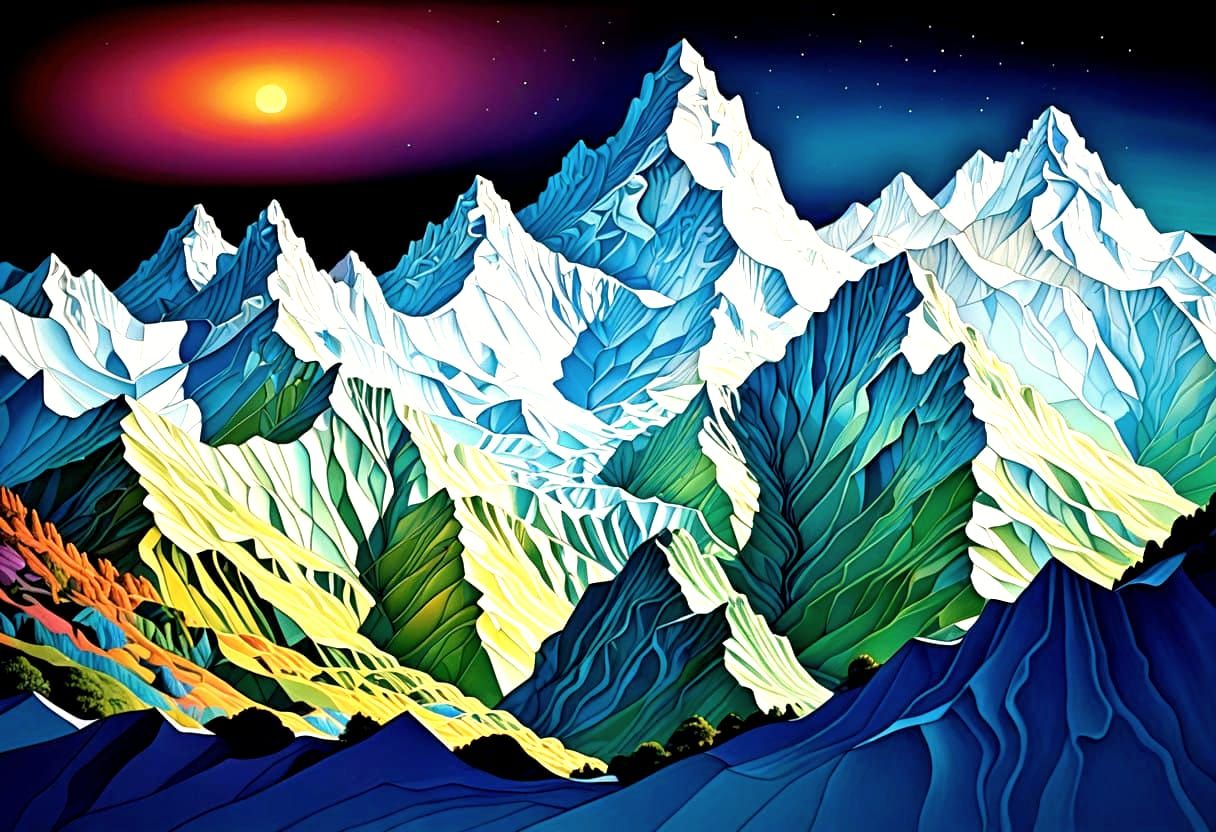 Enigmatic Mountain Landscape in Dreamlike Realism