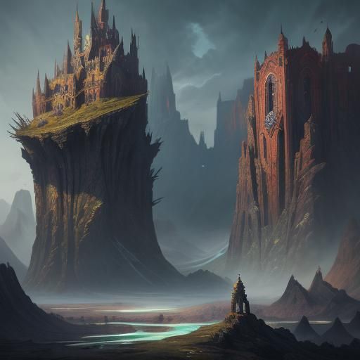 Fantastical Siblings in Deep Color, Detailed Matte Painting