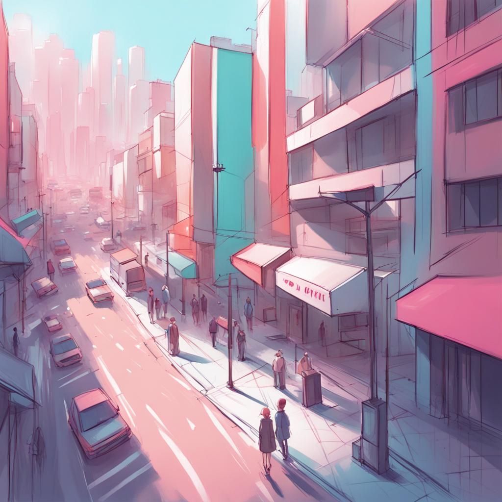 Isometric Street Cutaway in Cartoon Concept Art Style
