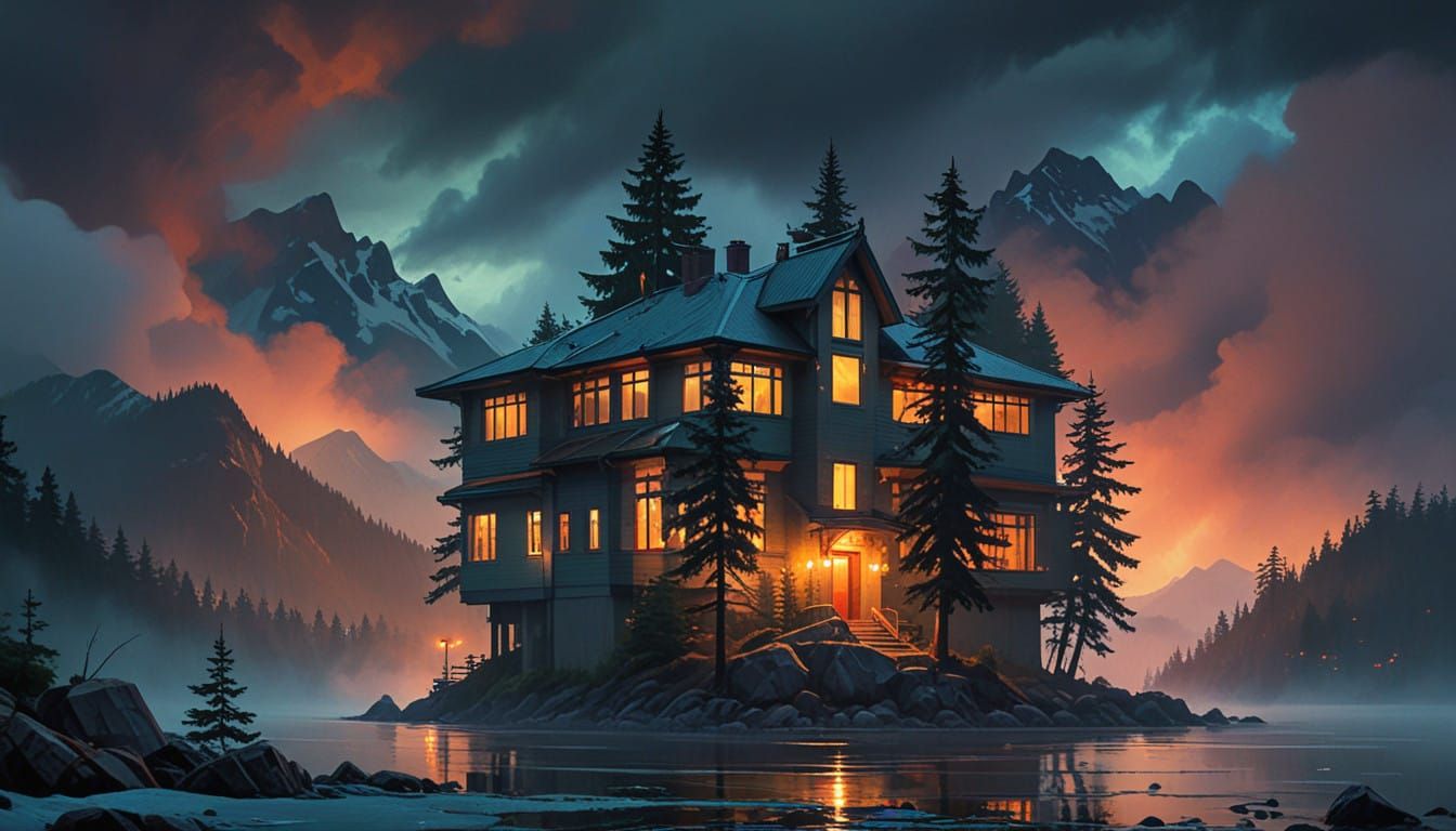 Vancouver Cityscape at Dusk in the Style of the Group of Sev...