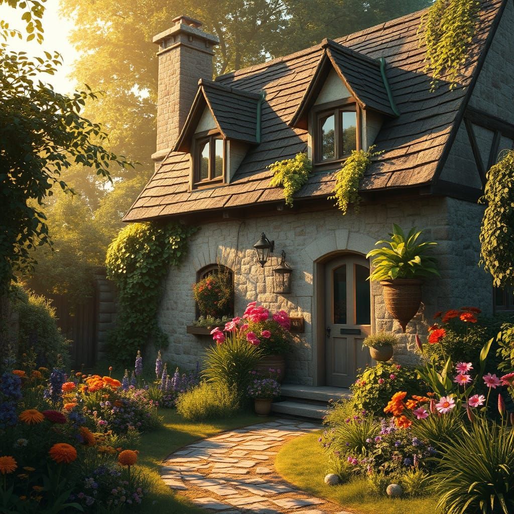 Enchanted English Countryside Scene in Dreamlike Detail