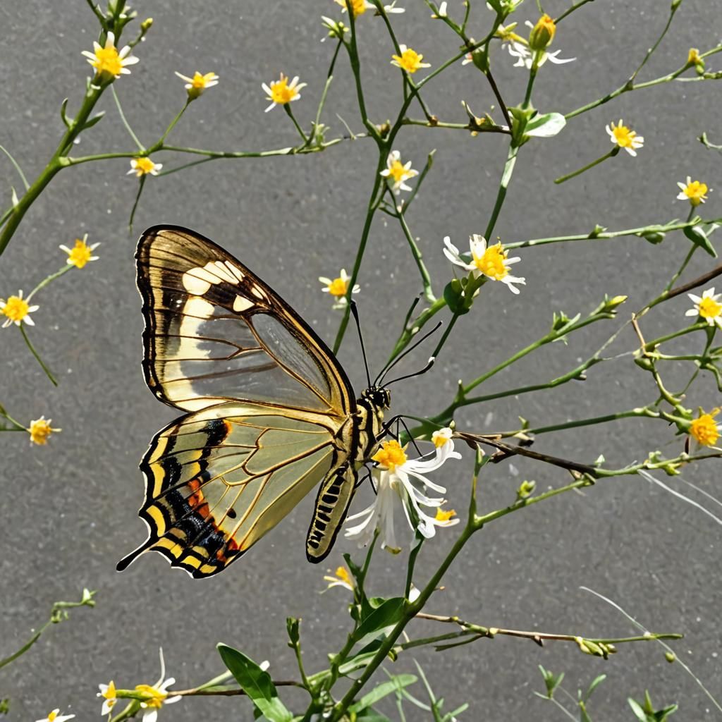 Gel Butterfly Sips Honeysuckle Nectar