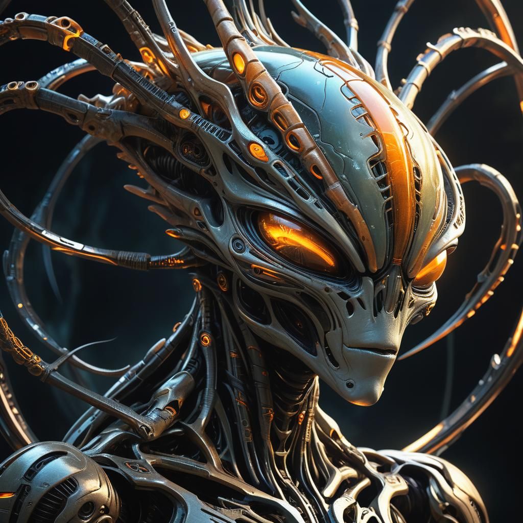 Biomechanical Alien Creature in Sci-Fi Concept Art