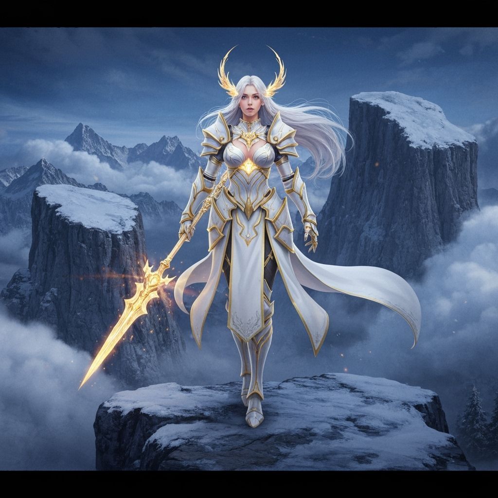 Divine Knight Lady on Snowy Mountaintop