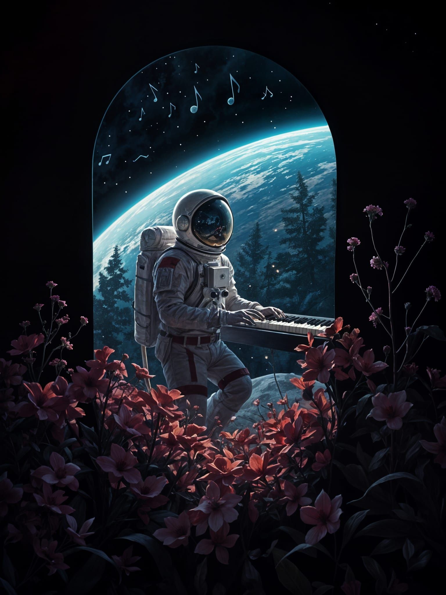 Astronaut's Bioluminescent Sonata on the Moon