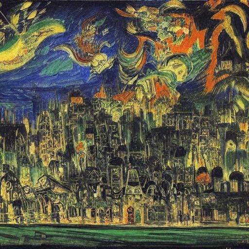 Vampire Soul in a Dark Expressionist Cityscape