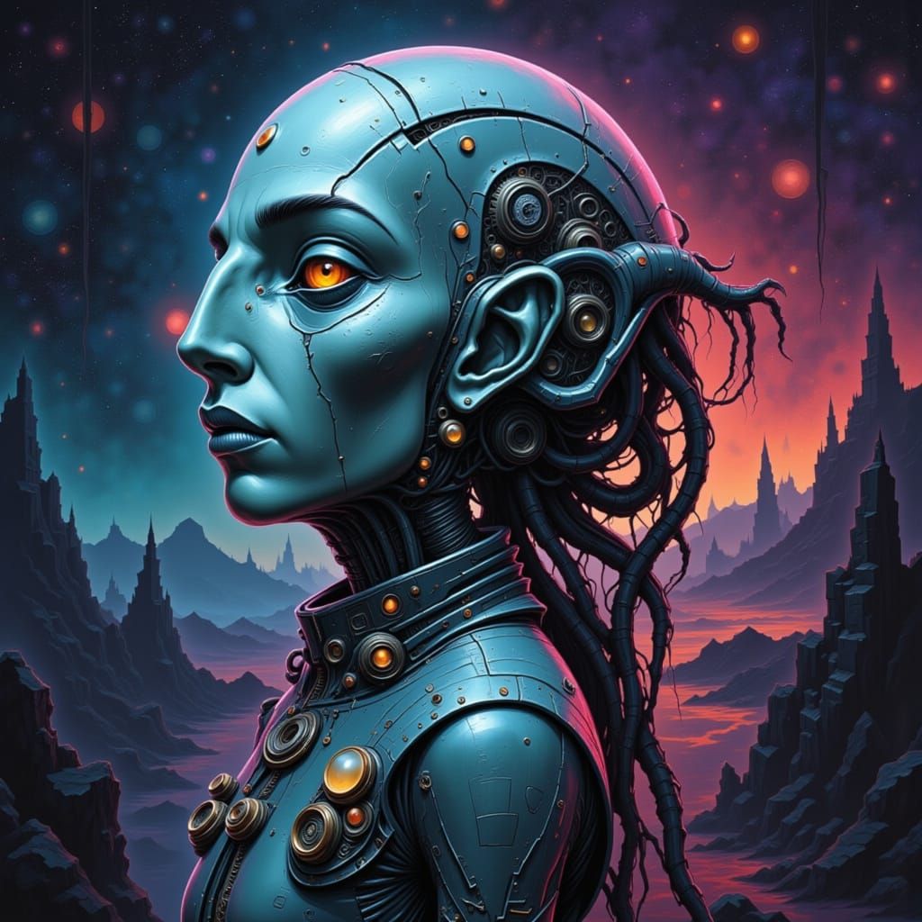 Alien Beauty in a Cosmic Dreamscape