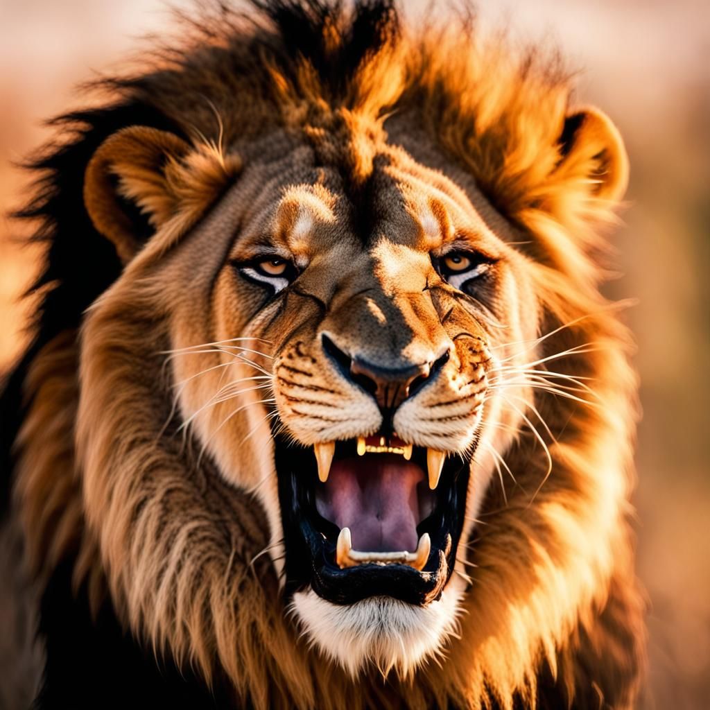 Lion's Yawn: Macro Wildlife Photography at Golden Hour