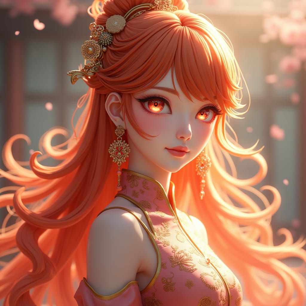 Anime Portrait of Woman in Chinese Costume