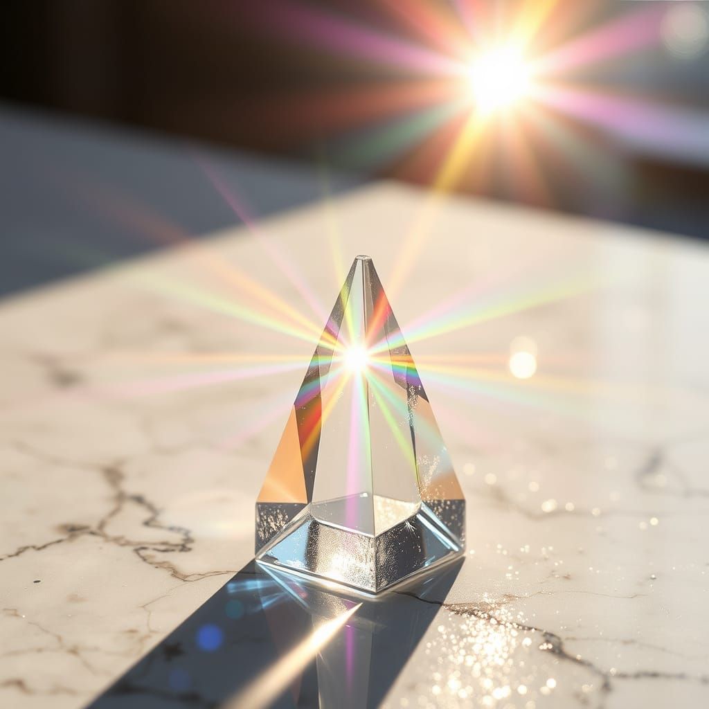Sunlight Prism Spectrum on Marble, Digital Art