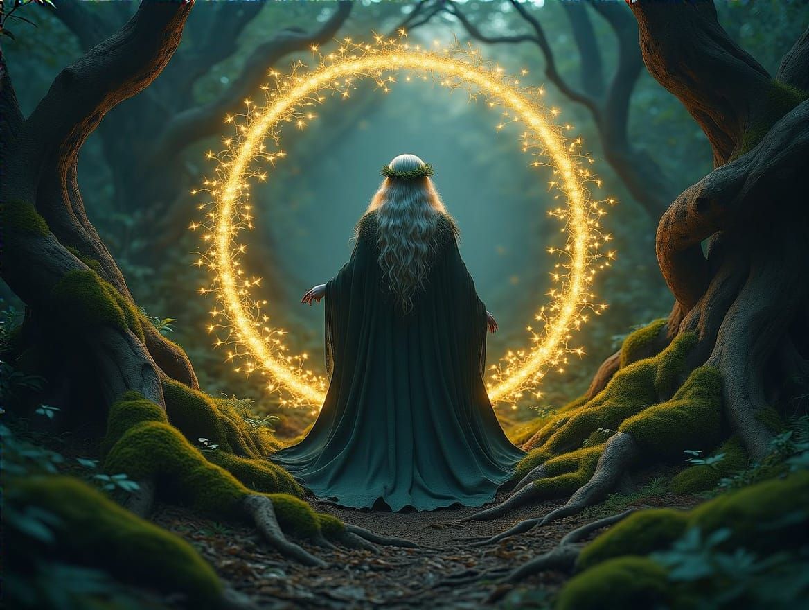 Ethereal Druid Fairy in Mystical Forest