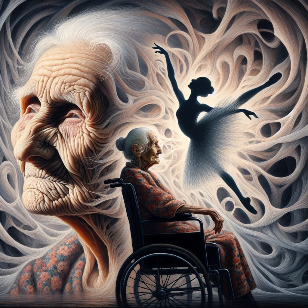 Ballerina Silhouette: An Oil Painting of Age and Grace