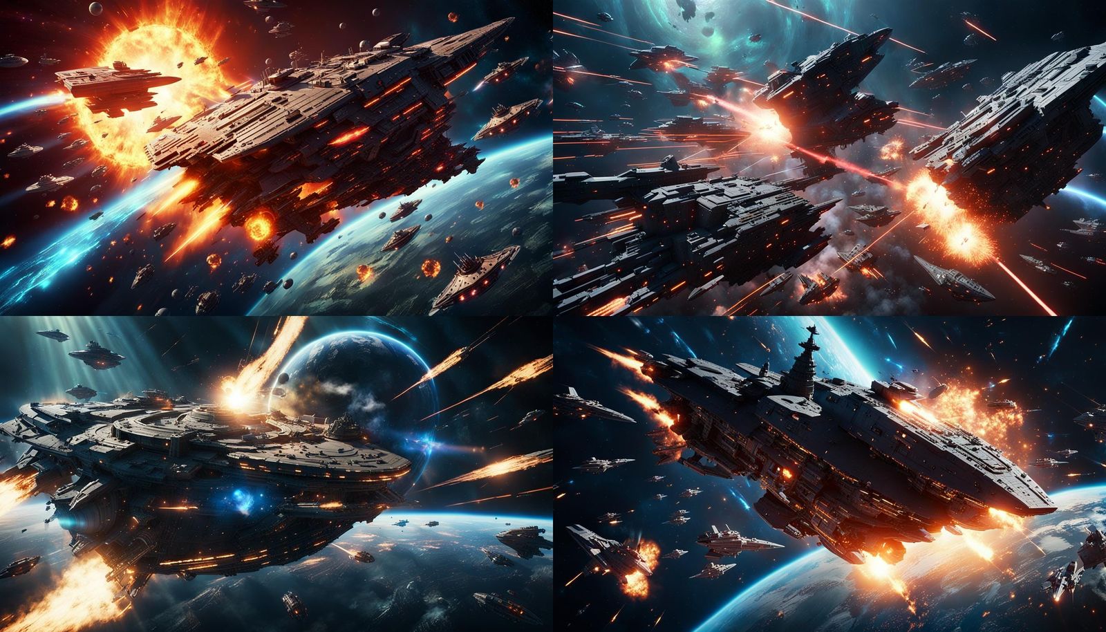 Epic Space Battle Between Human and Alien Fleets
