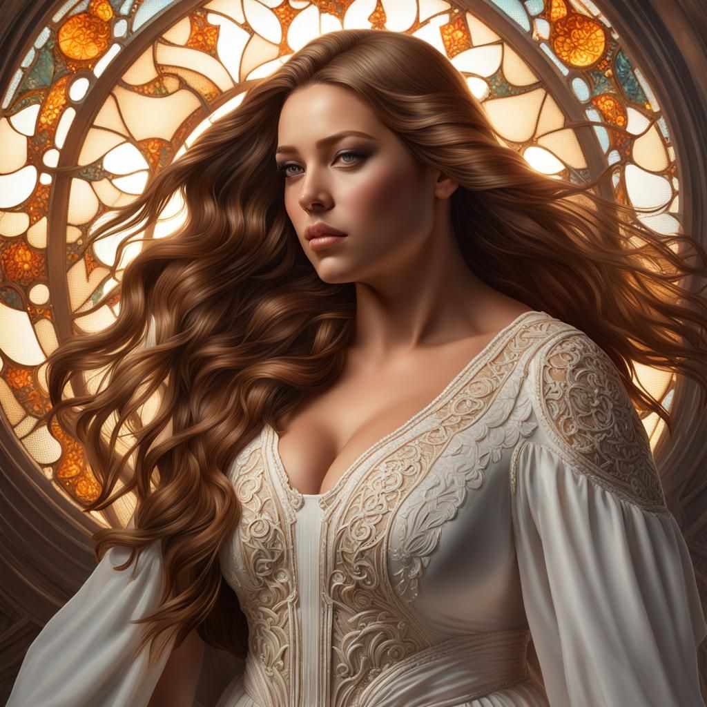Voluptuous Woman Portrait in Hyperdetailed Digital Art