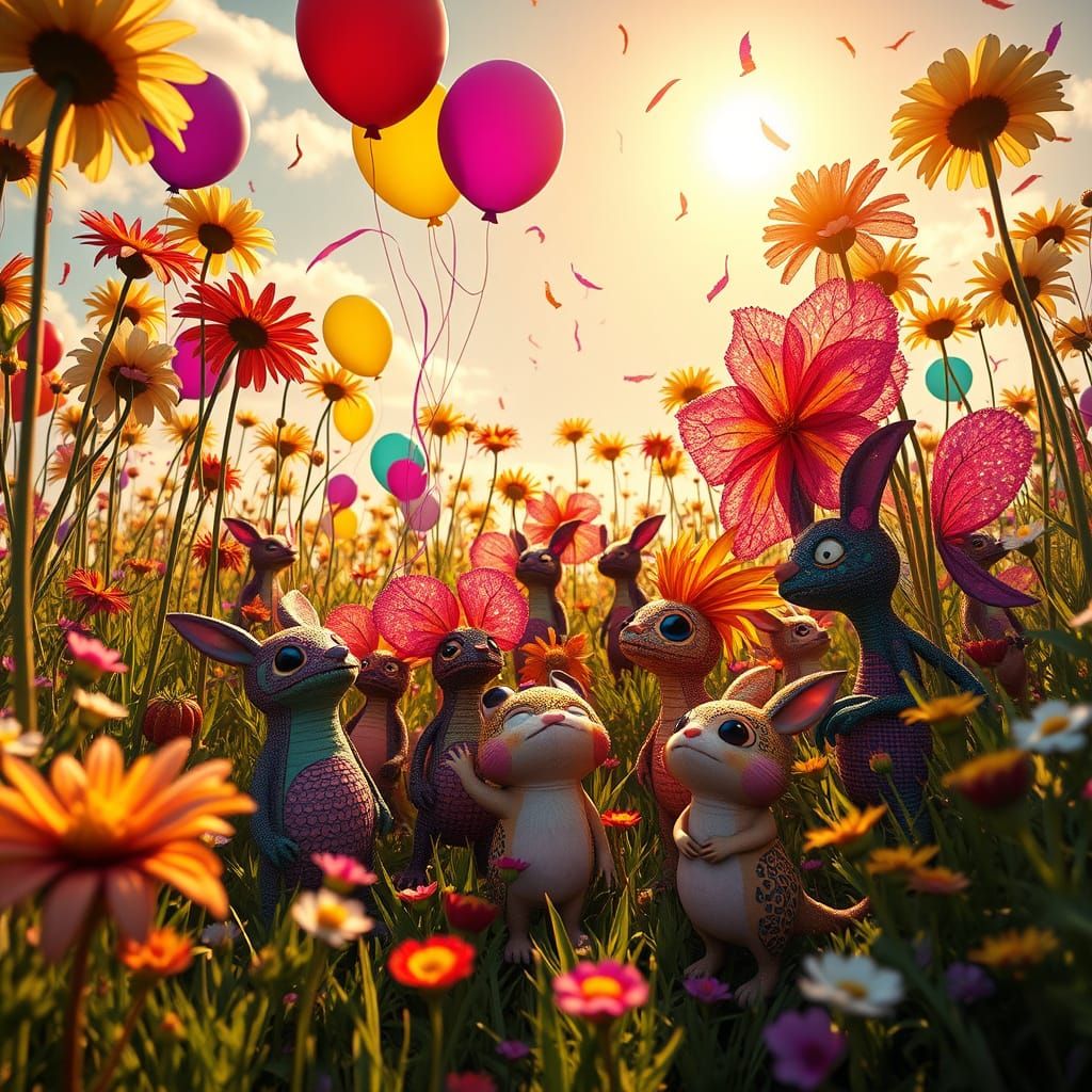 Celestial Whimsy: A Futuristic Fete in Vibrant Bloom