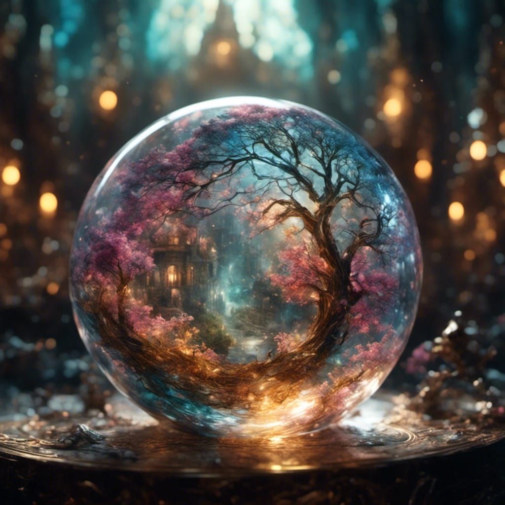 Abstract Glass Orb with Light Refraction