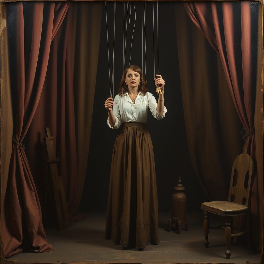 Marionette Woman in Assemblage Art Style