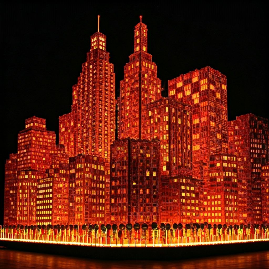 Glowing Lollipop City Skyline of Sugar Glass