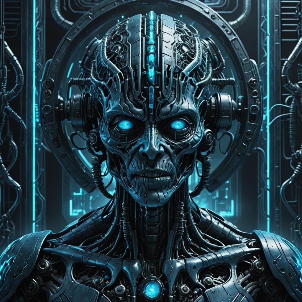 Anunnaki Genetic Creation in Biomechanical Art Style