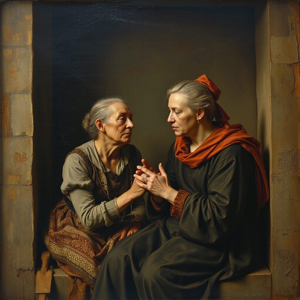 Distressed Tactile Abstraction of Comforted Woman