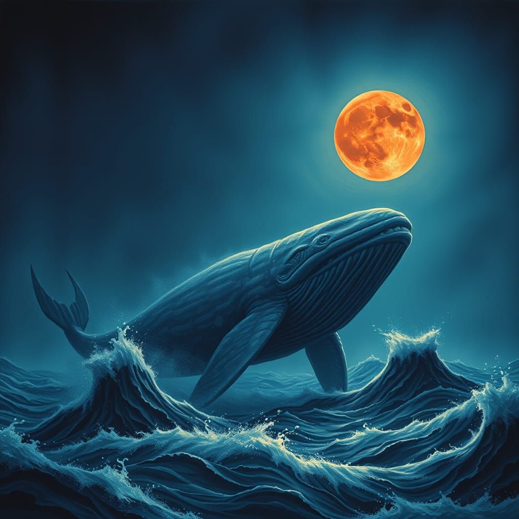 Cryptid Whale Under Blood Moon in Devil's Sea