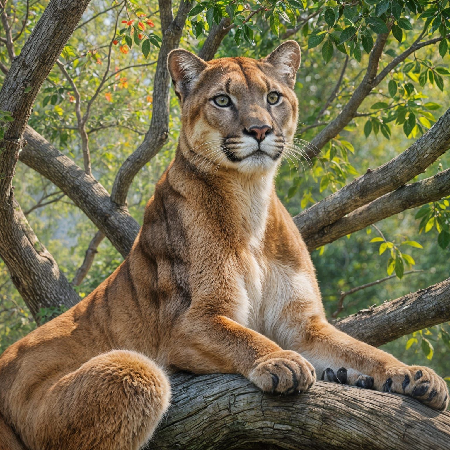 Mountain Lion Portrait in Impressionistic Style