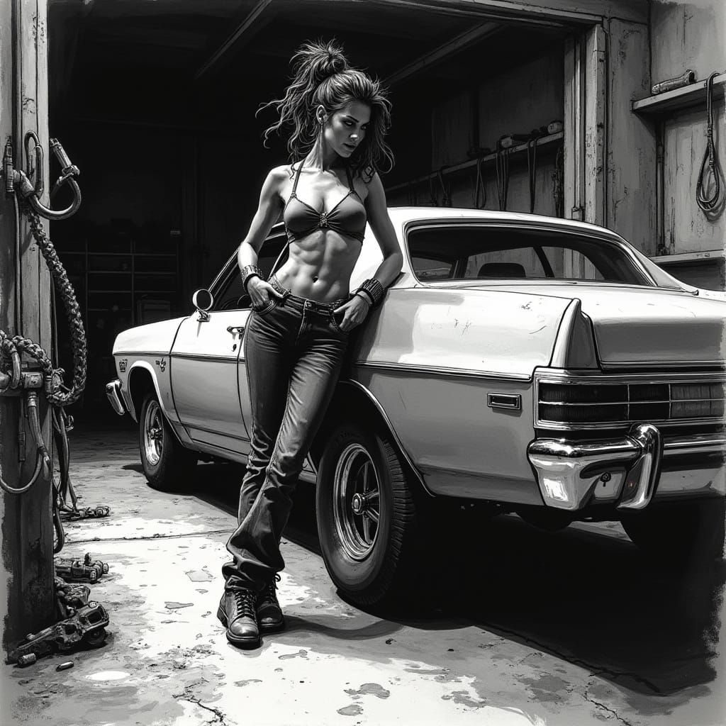 Sultry Femme Fatale in Crepax-Inspired Noir Illustration