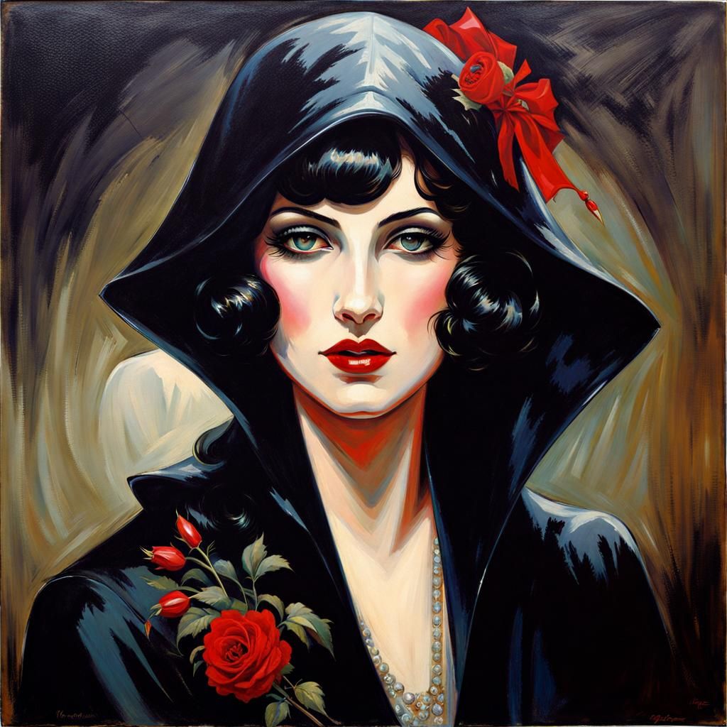 Gothic Beauty in 1920s French Portrait Style