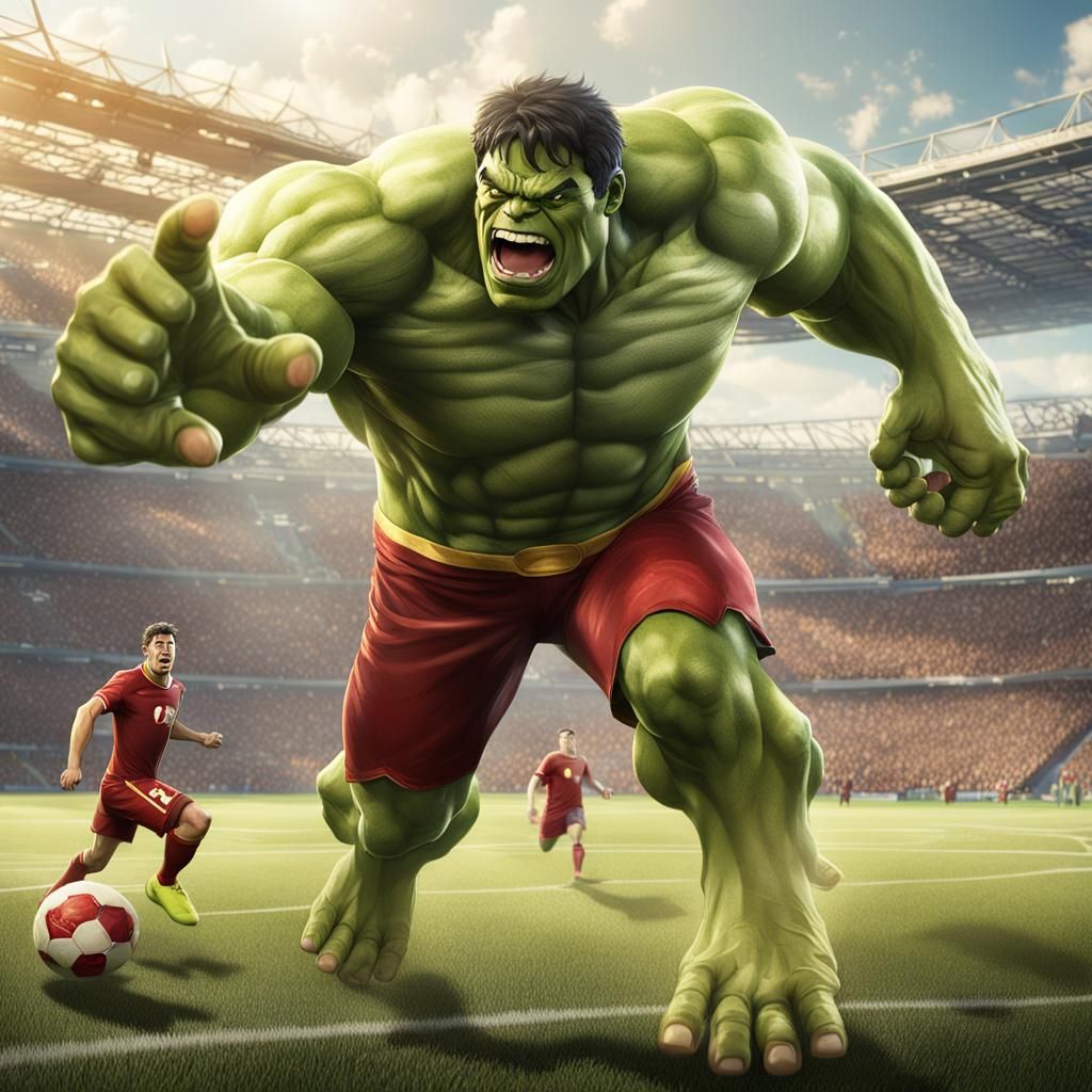 Hulk and Shazam Play Soccer in Chibi Pixar Style
