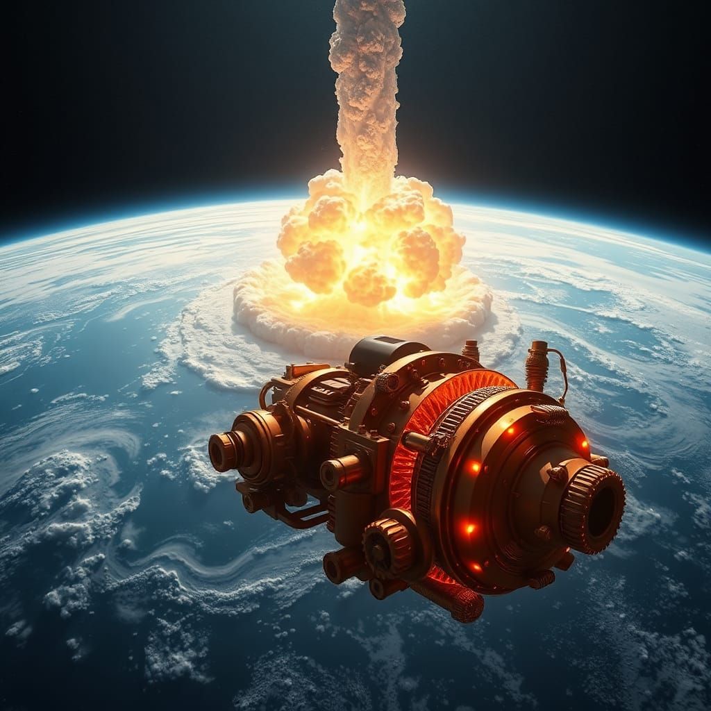 Ocean Nuclear Explosion with Steampunk Engine