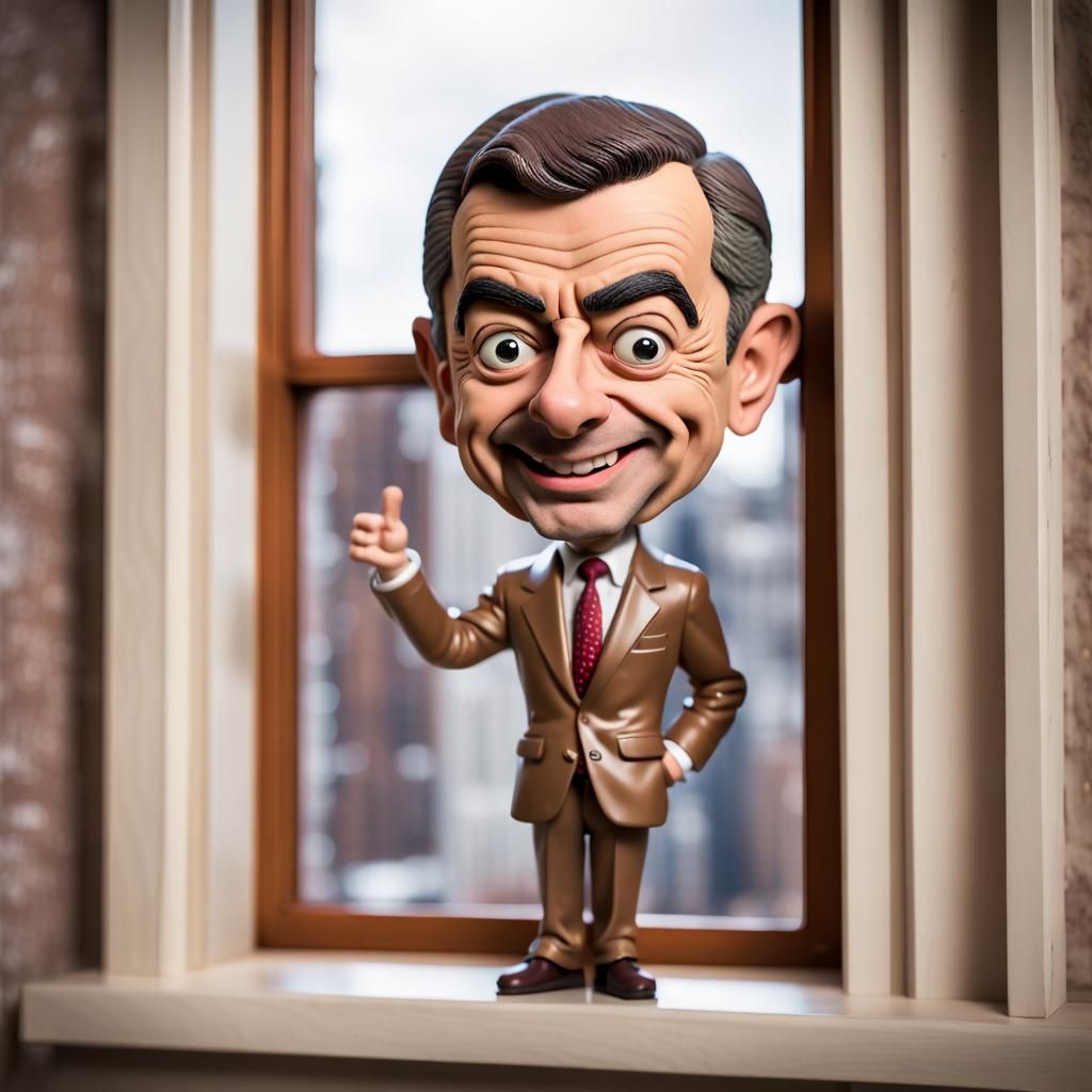 Mr. Bean Bobblehead in Retro Apartment