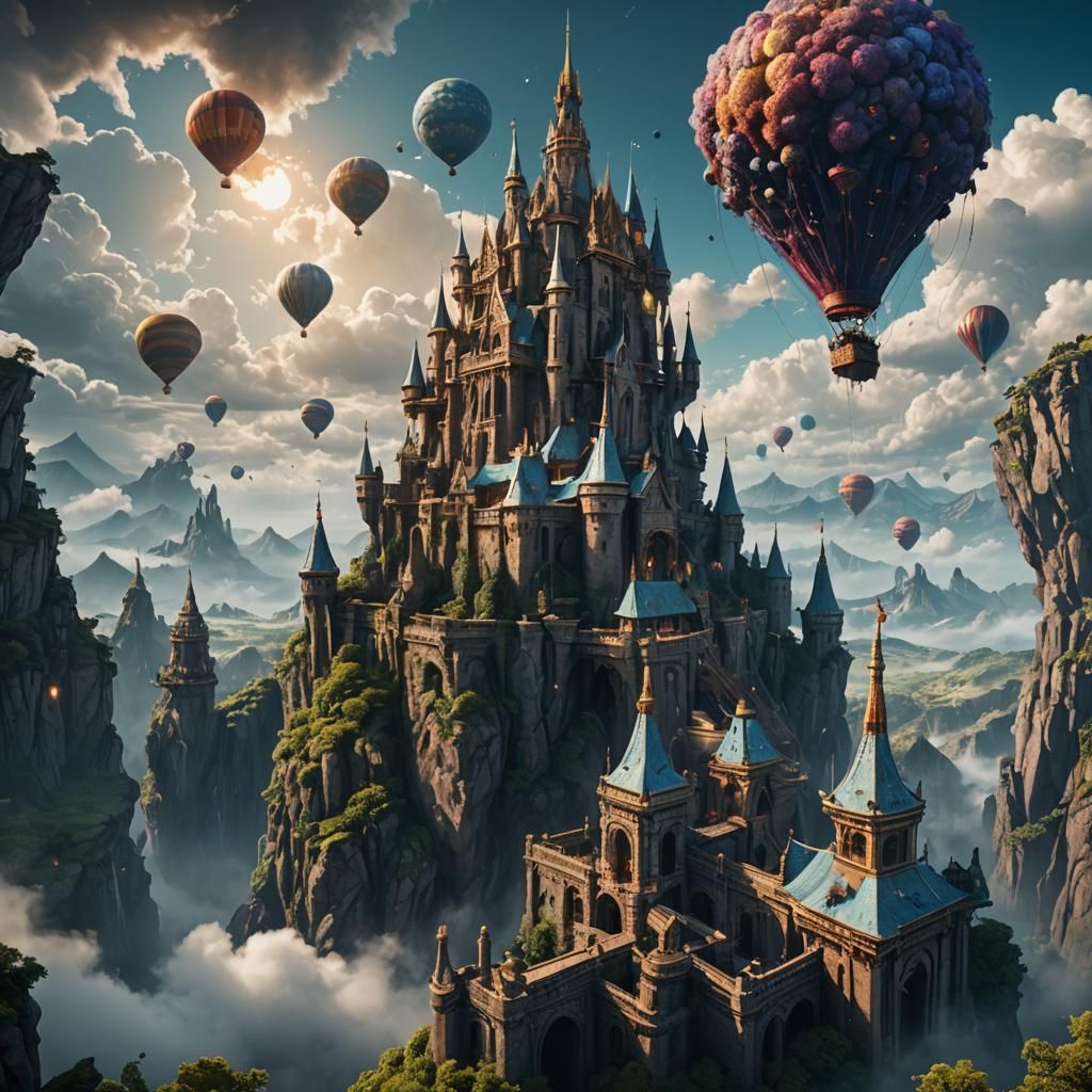 Fantastical Skyward Scene in Detailed Matte Painting