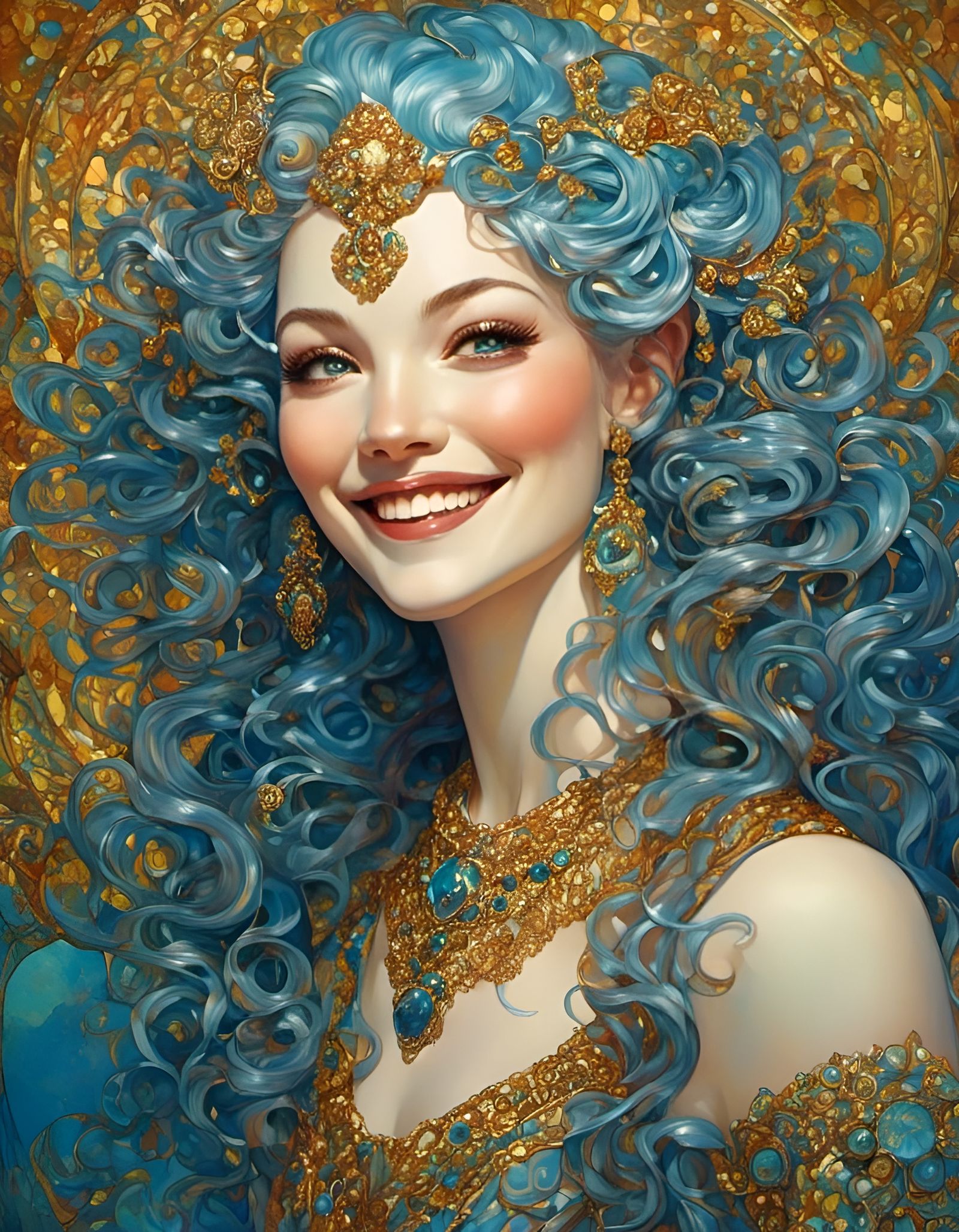 Smiling Irish Woman with Iridescent Hair