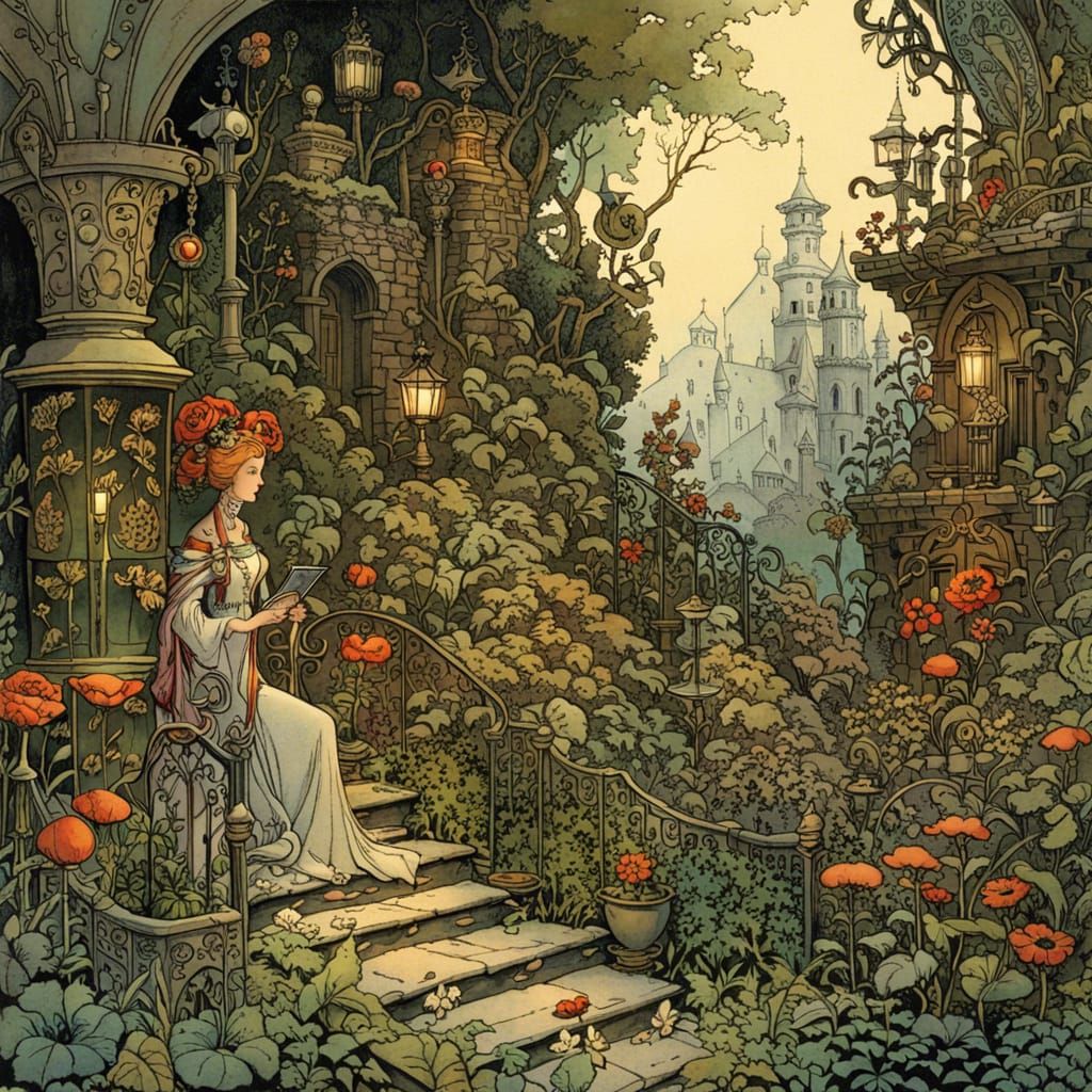 Enchanted Garden: Intricate Storybook Illustration