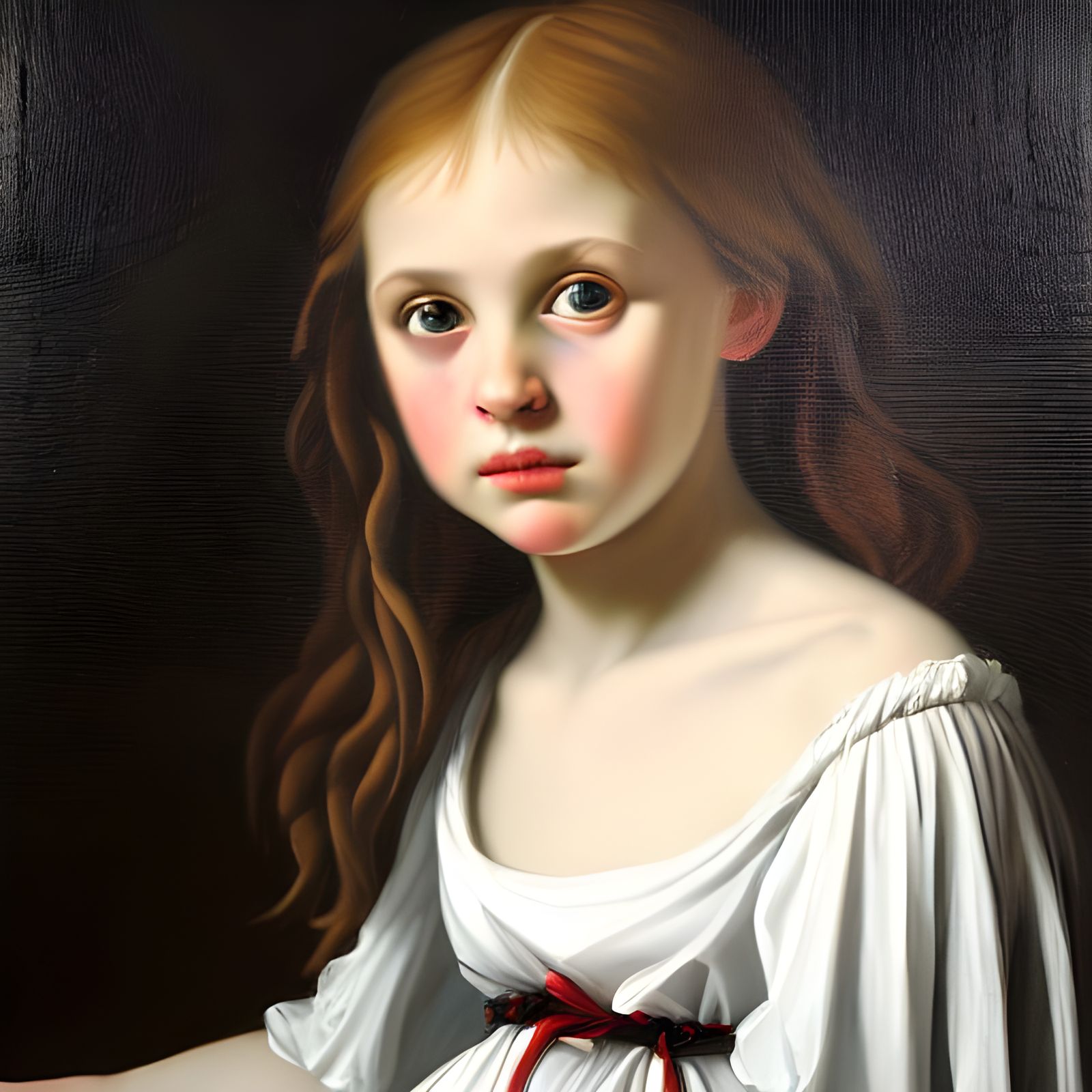 Innocent Vampire Girl: Neoclassical Oil Painting