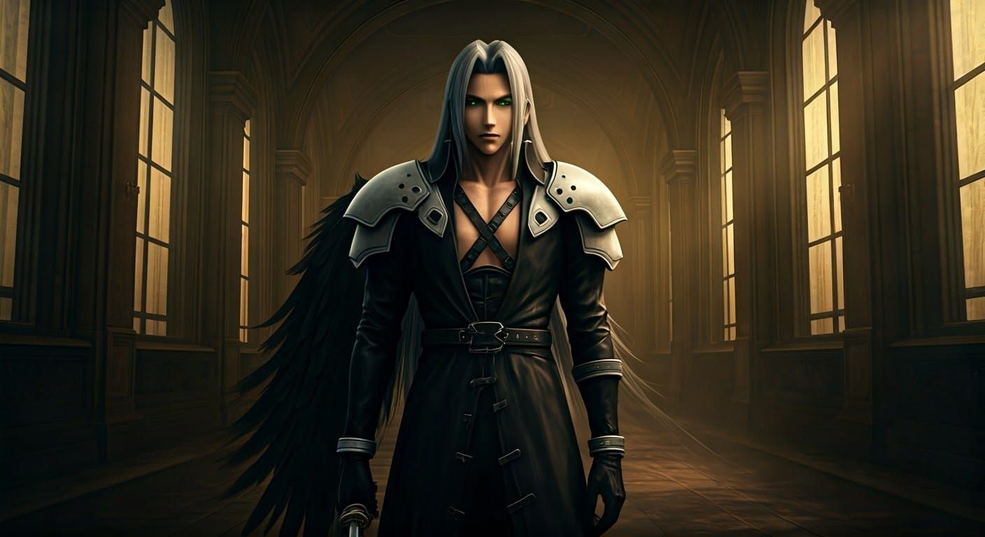 Cyberpunk Warrior Sephiroth in Epic Cinematic Pose