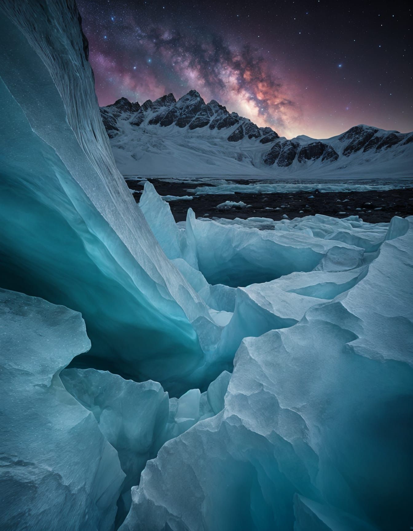Aurora Borealis Through Glacier Cracks - Professional Photo