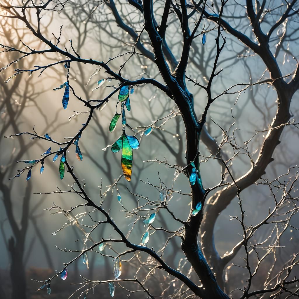 Iridescent Glass Tree on Alien Planet