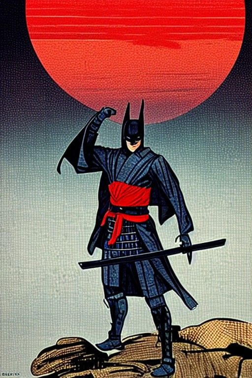 Samurai Batman Katana Art Inspired by Romanticism