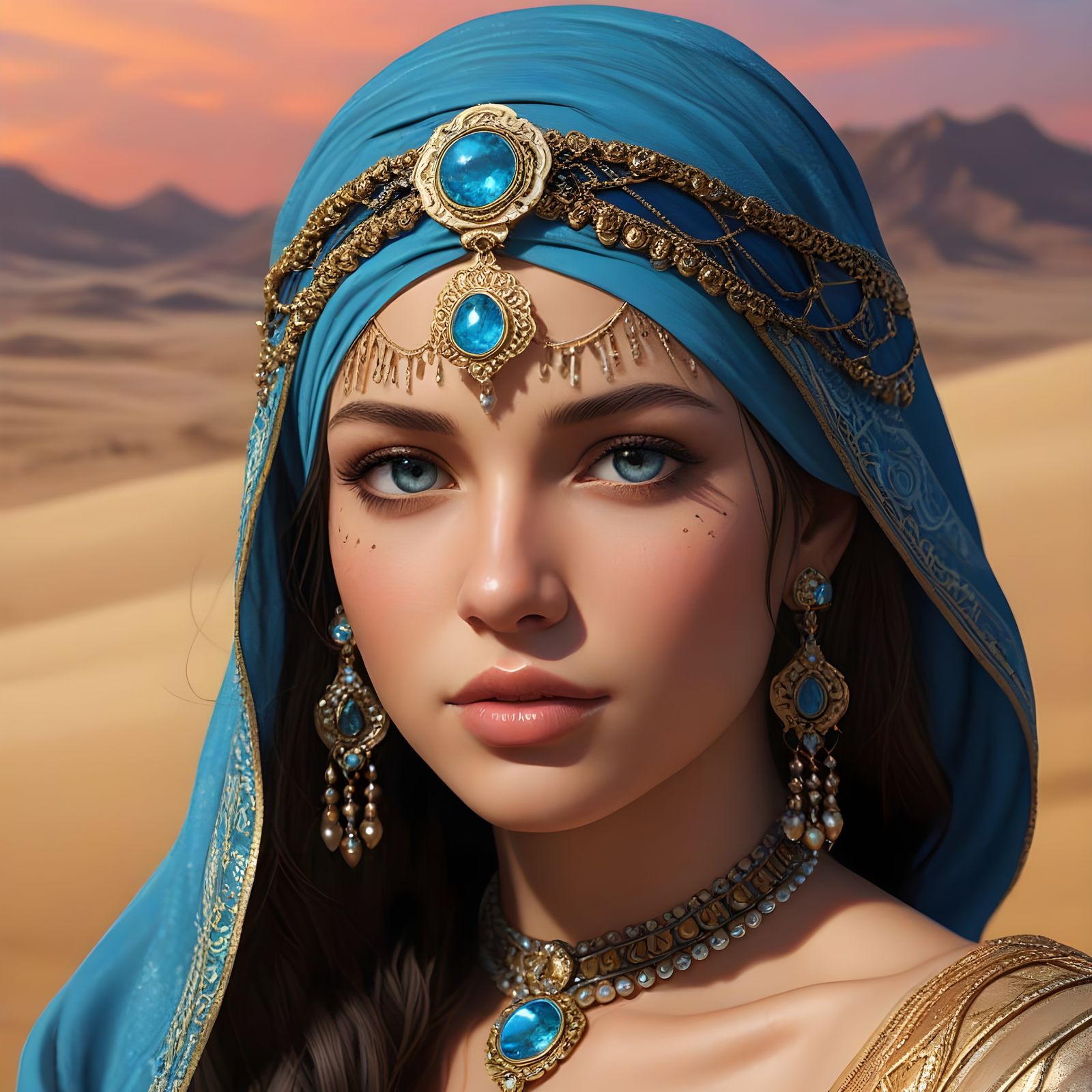 Enchanting Arabian Princess with Desert Dreamscapes