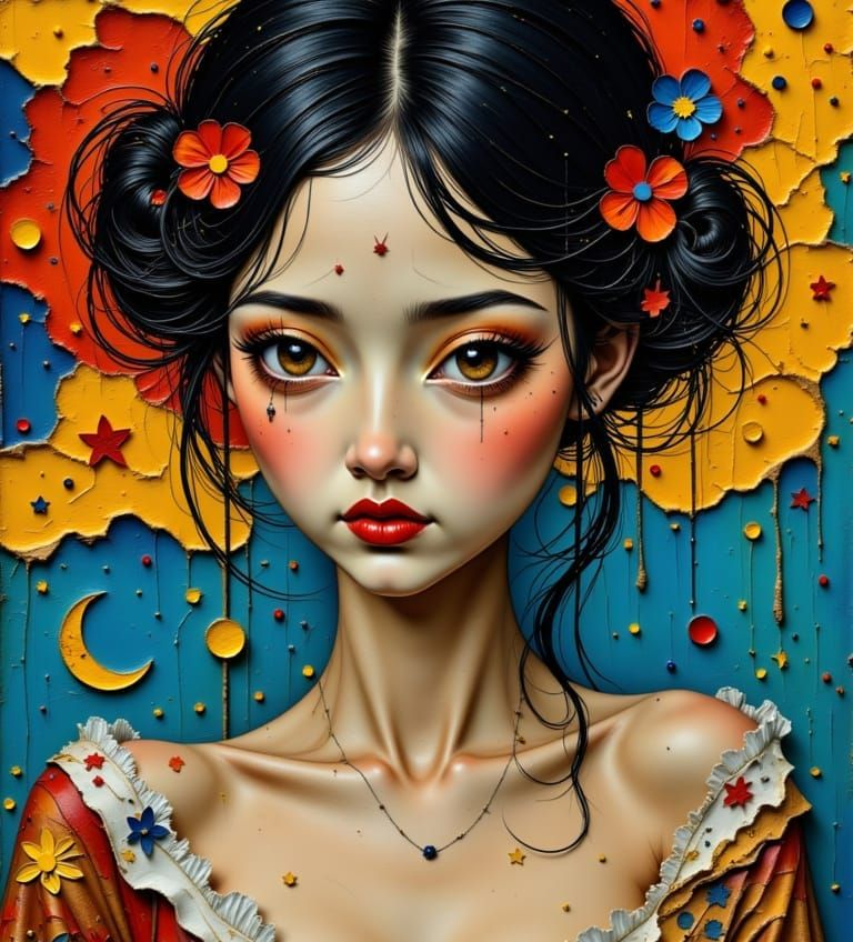 Dreamlike Portrait in Surreal Abstract Oil Painting Style