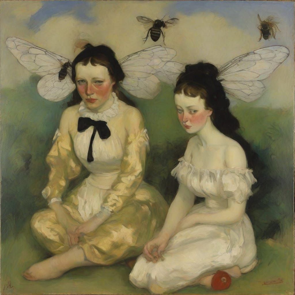 Gothic Vampire Bees in an Impressionist Aesthetic