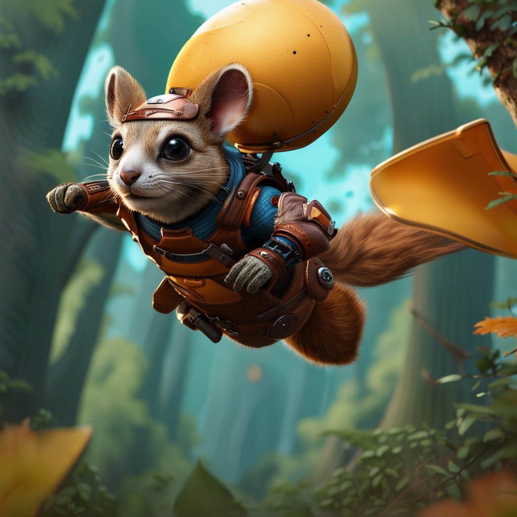 Flying Squirrel Gliding: Detailed Matte Painting
