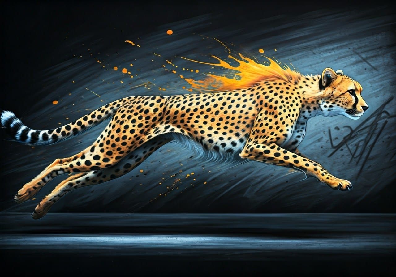 Gritty Urban Cheetah in Full Sprint
