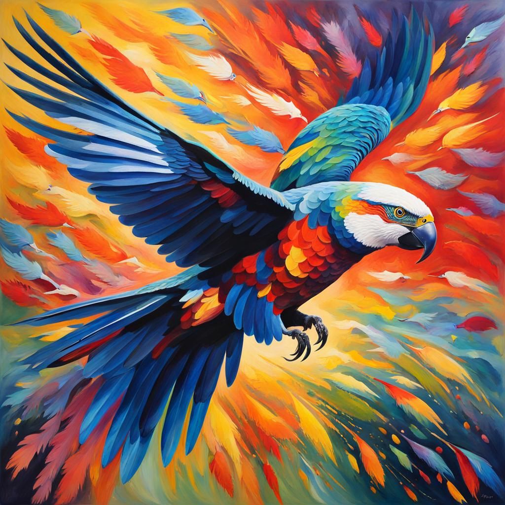 Majestic Birds in Flight: Gouache Watercolor Masterpiece