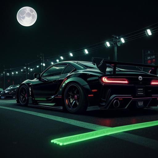 Neon Tokyo Street Scene in Anime Style