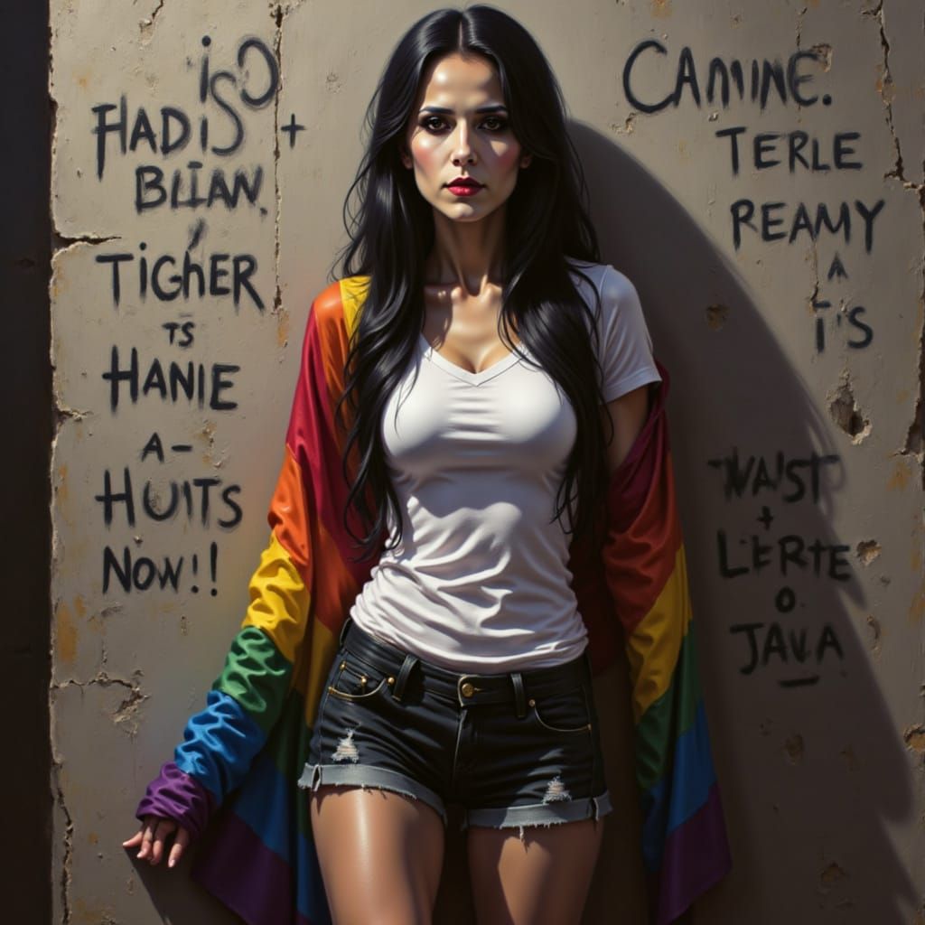 Defiant Woman Stands Proud Against Bigoted Graffiti