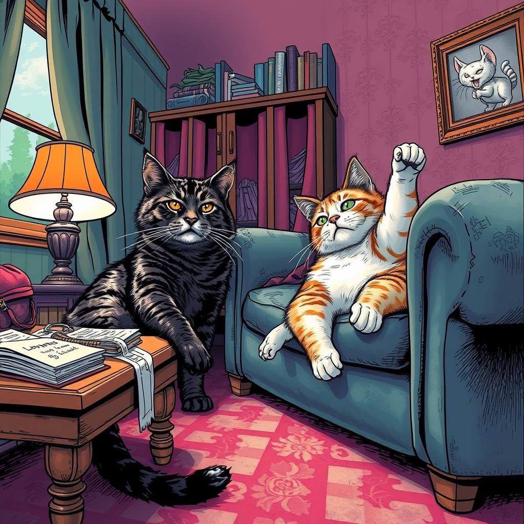 Cats as Rock Stars in Comic Book Art